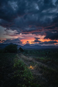 Scenic view of dramatic sky during sunset