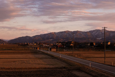Scenic view of landscape against sky during sunset
