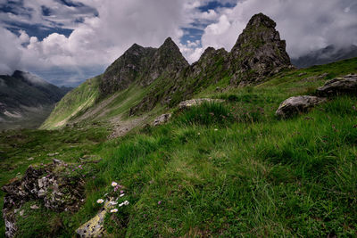 Scenic view of mountains against sky