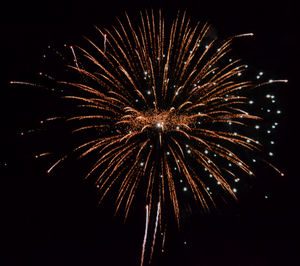 Low angle view of firework display at night