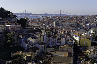 Cityscape against clear sky