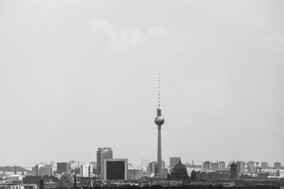 Communications tower in city