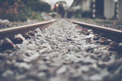 Close-up of railroad track