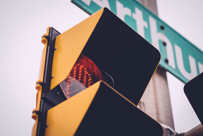 Close-up low angle view of traffic light