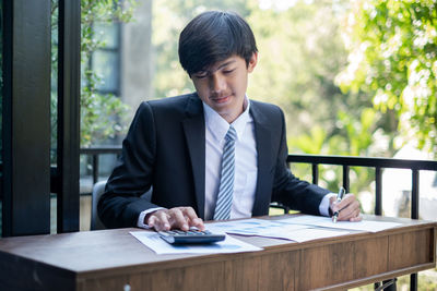 Businesswoman working at office