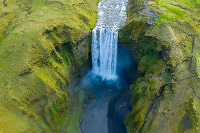 High angle view of waterfall