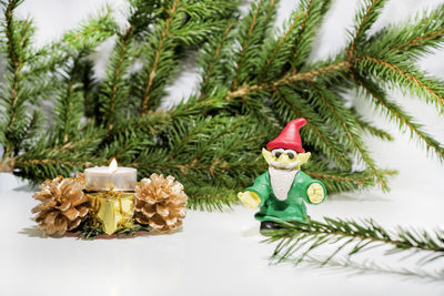 Close-up of christmas decorations on tree