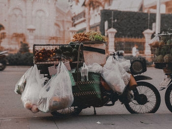 Bicycles on street in city