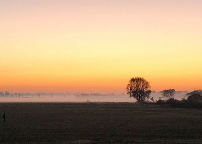 Scenic view of field against sky during sunset