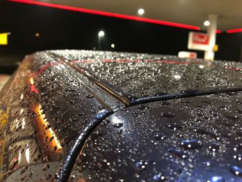 Close-up of wet car windshield