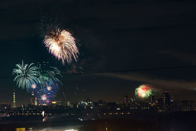 Firework display at night