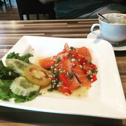 Close-up of meal served in plate