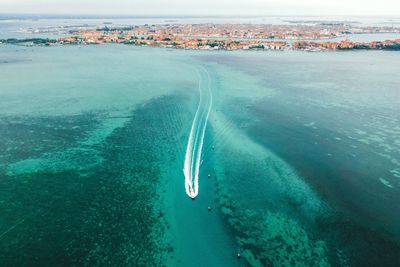 High angle view of grand canal against sky