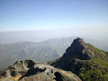 Scenic view of mountains against clear sky