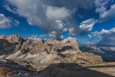 Panoramic view of rocky mountains against sky