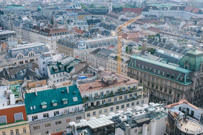 High angle view of buildings in city