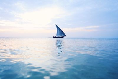 Boat sailing in sea