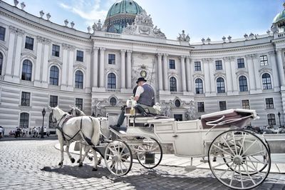 Man riding bicycle in city