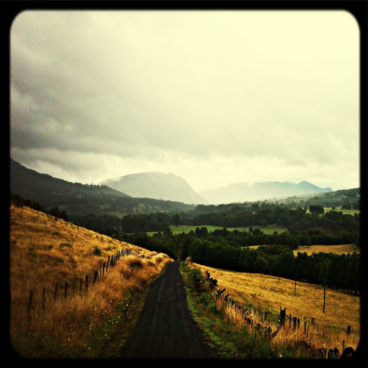 landscape, the way forward, sky, mountain, tranquil scene, tranquility, diminishing perspective, scenics, dirt road, nature, field, beauty in nature, mountain range, grass, road, cloud - sky, vanishing point, country road, transfer print, rural scene