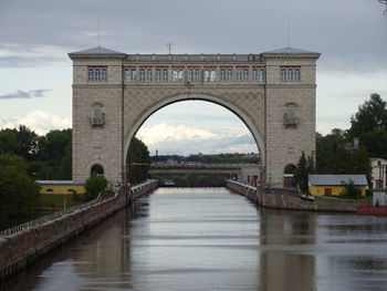 Arch bridge over river