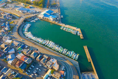 High angle view of pier on sea