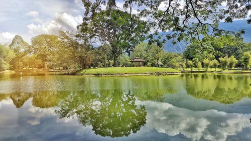 Scenic view of lake against sky