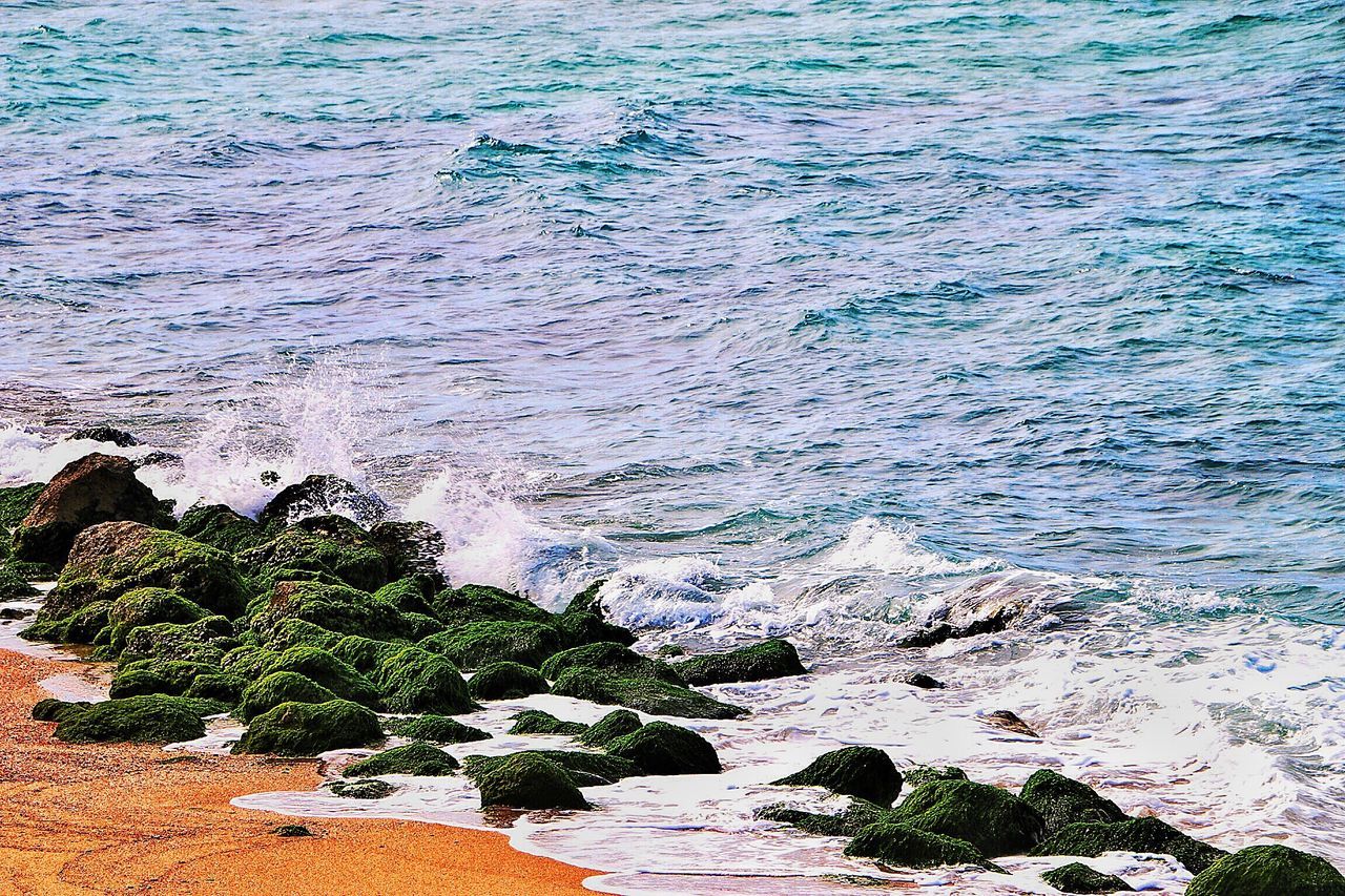 water, sea, high angle view, beach, tranquility, beauty in nature, tranquil scene, nature, shore, scenics, coastline, rippled, blue, horizon over water, sand, day, wave, idyllic, sunlight, outdoors