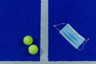 High angle view of tennis ball on court