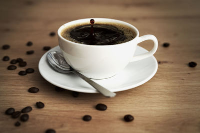 Close-up of coffee on table