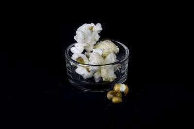 Close-up of ice cream against black background