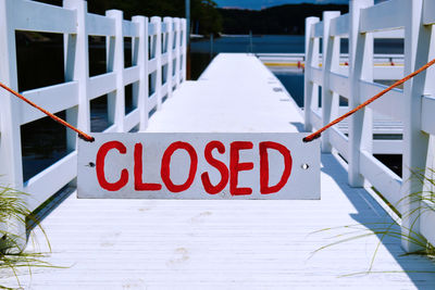 Closed sign on pier