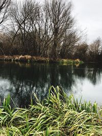 Scenic view of lake against sky