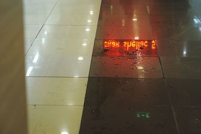 Close-up of illuminated lighting equipment in water