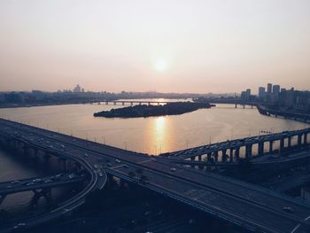 View of river at sunset