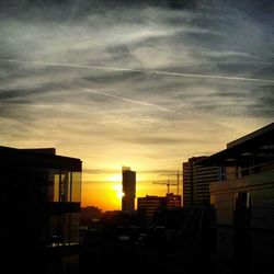 Buildings at sunset