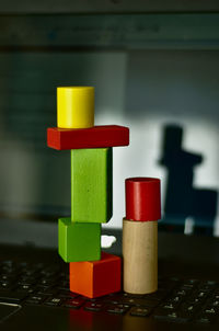 Close-up of toys on table