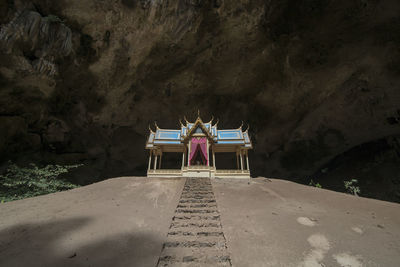 Rear view of people in temple building