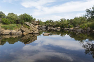 Scenic view of lake against sky