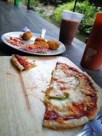 Close-up of breakfast served on table