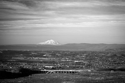 Scenic view of landscape against cloudy sky