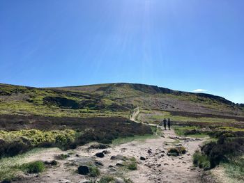 Scenic view of landscape against clear blue sky