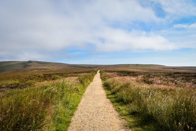 Road amidst field against sky