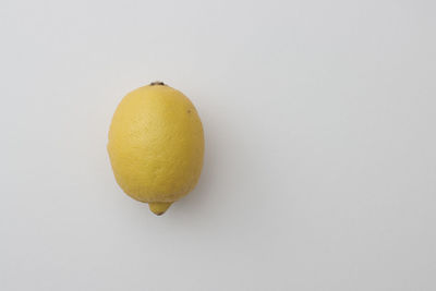 High angle view of lemon against white background