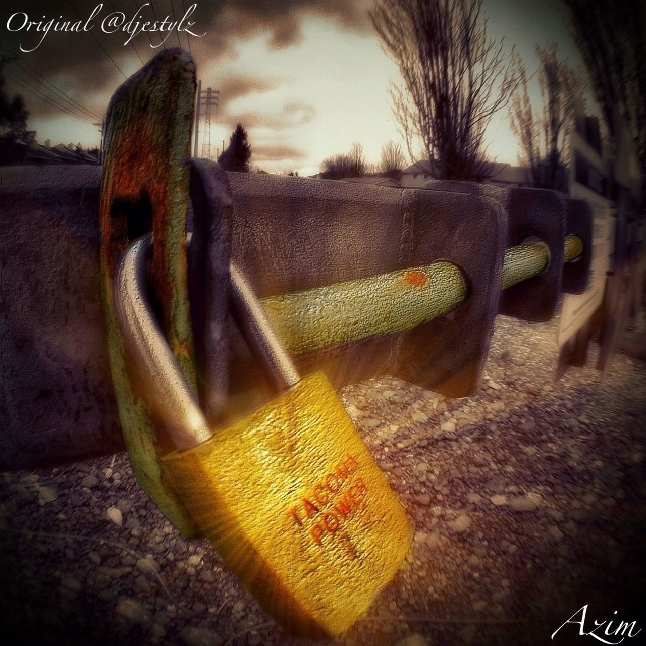 text, close-up, western script, focus on foreground, still life, communication, no people, abandoned, day, selective focus, yellow, outdoors, rusty, sunlight, food and drink, container, old, sky, metal, damaged