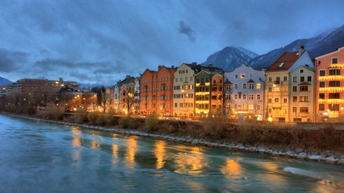 Reflection of buildings in water
