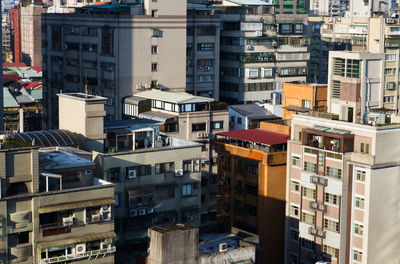 High angle view of buildings in city