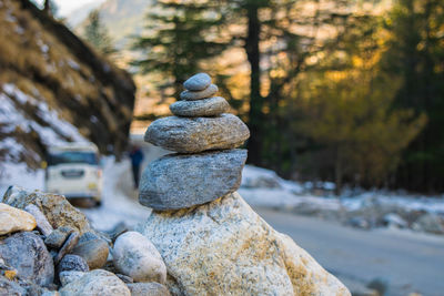 Stack of stones on rock