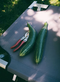 High angle view of vegetables on table