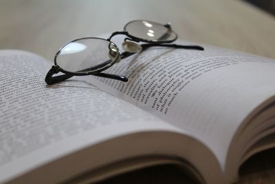 Close-up of books on table