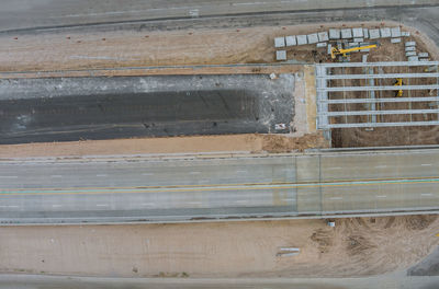 High angle view of construction site in city
